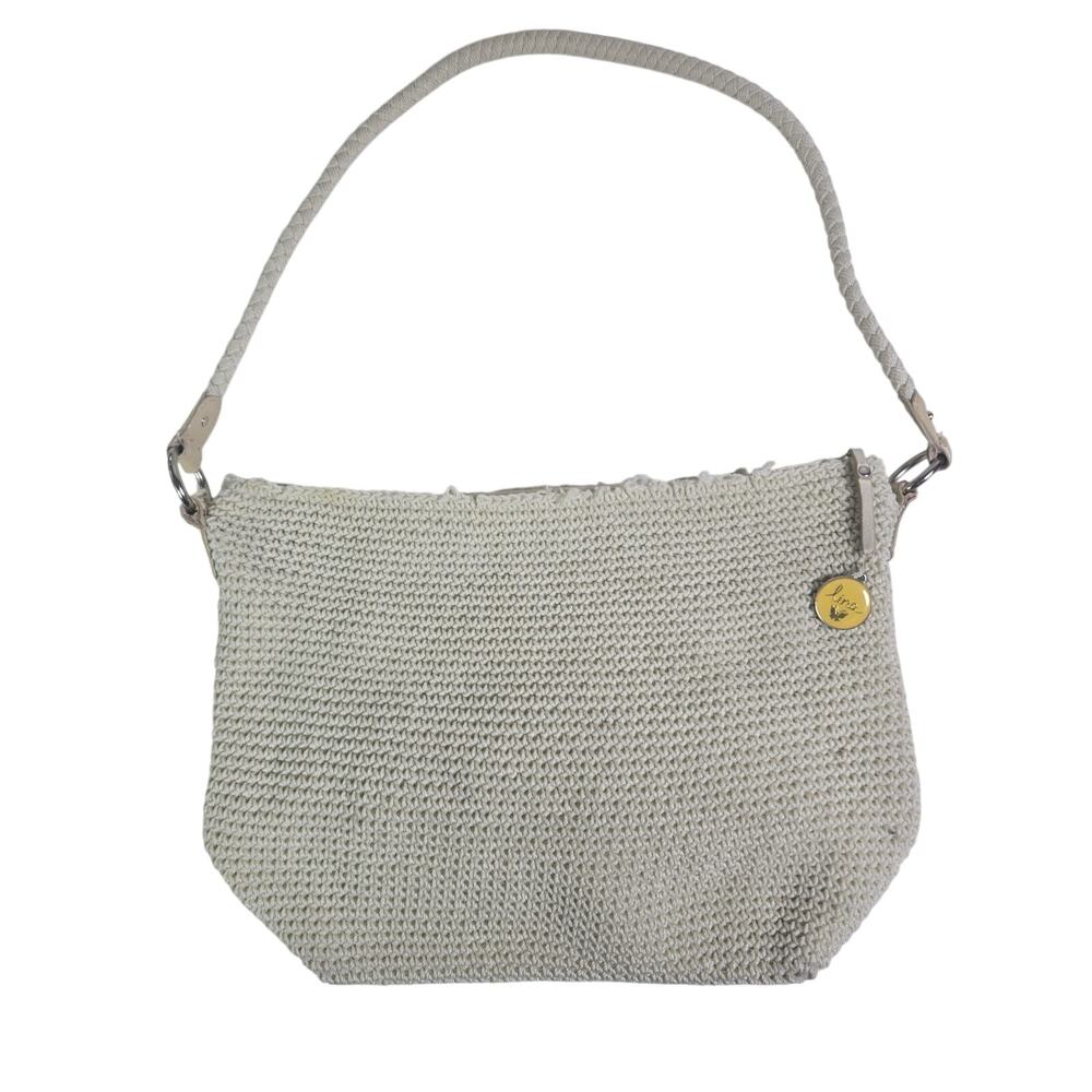 Lina Crochet Purse Shoulder Bag Cream Cottagecore Summer Fall Zip Closure